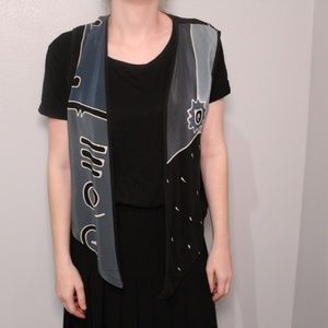 Vintage Geometric Silk Like Vest